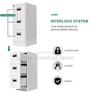 Cabinets:3-Drawer Steel Office Lockable Cabinet