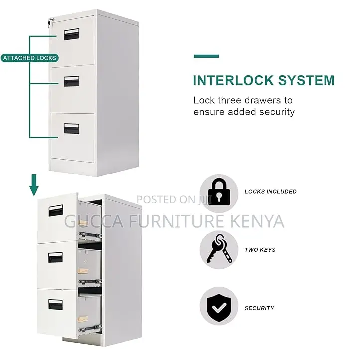 Cabinets:3-Drawer Steel Office Lockable Cabinet