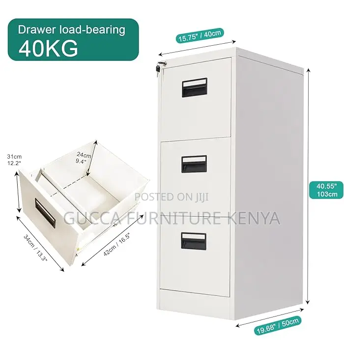 Cabinets:3-Drawer Steel Office Lockable Cabinet