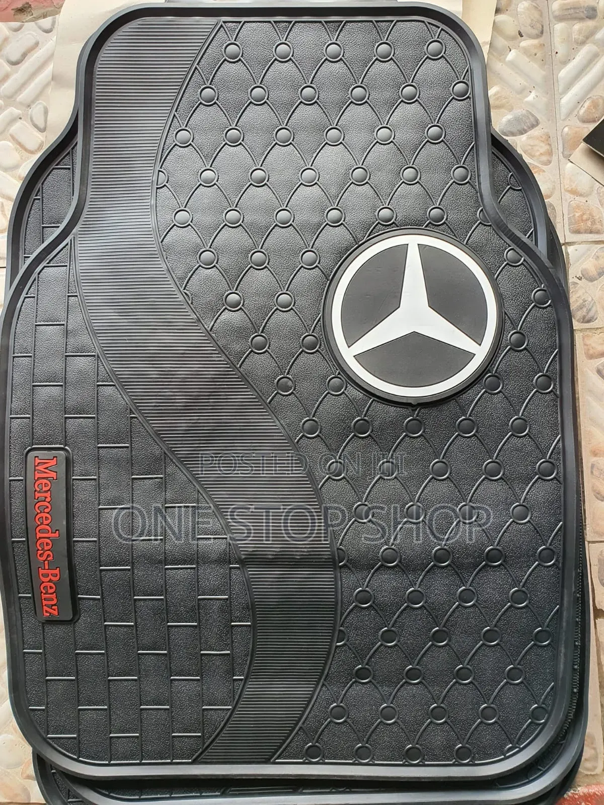 Mercedes White Logo Carpet Mats