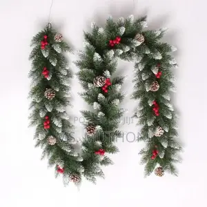 2.5m Premium Natural Green Garland With Pine-Cones Berries*