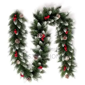 2.5m Premium Natural Green Garland With Pine-Cones Berries*