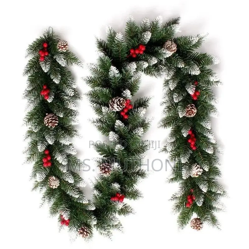 2.5m Premium Natural Green Garland With Pine-Cones Berries*