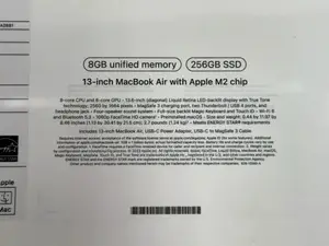 New Laptop Apple MacBook Air 2022 M2 8GB Apple M2 SSD 256GB