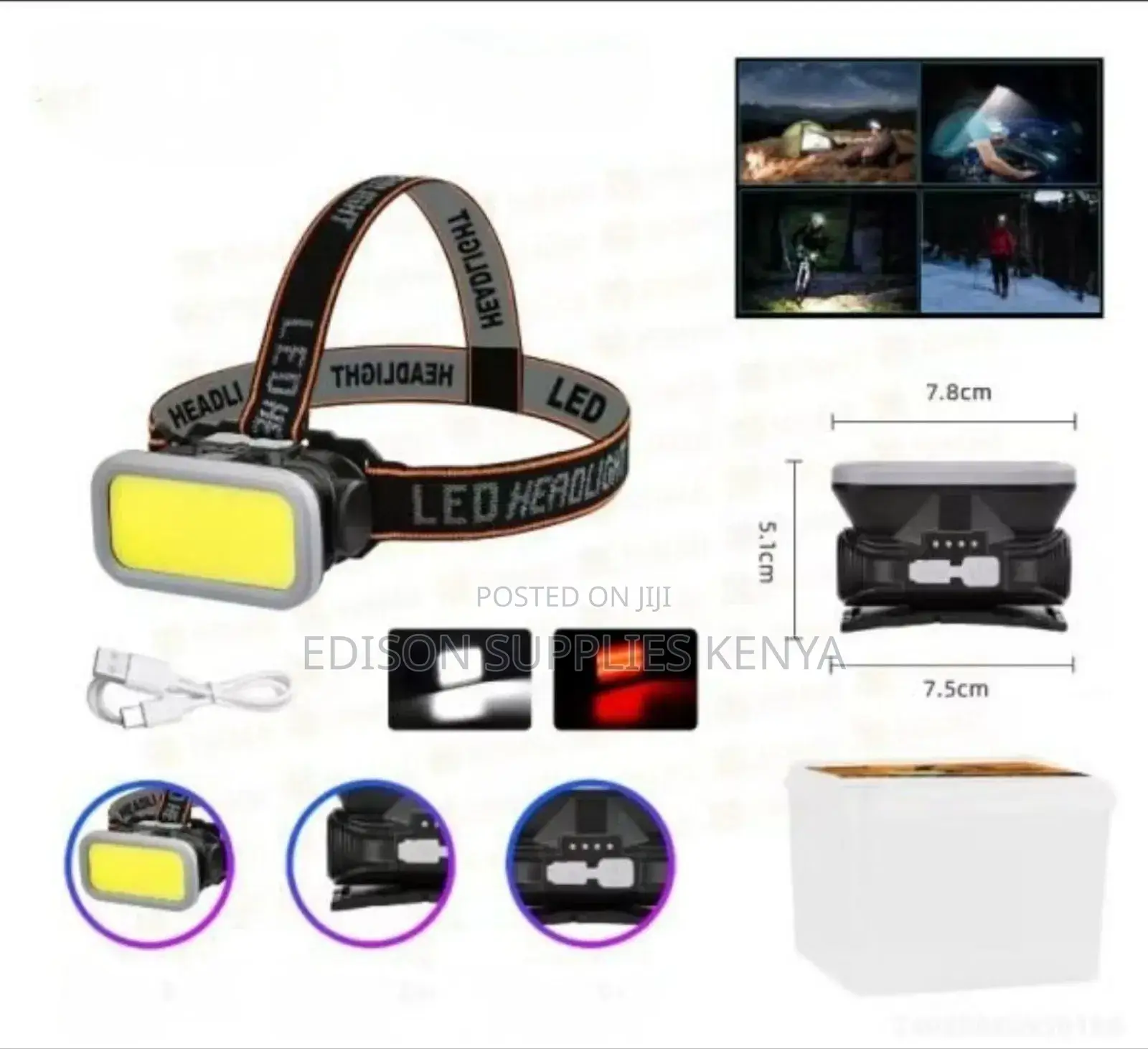 Headlamp Rechargeable Usb-C Bright Head Lamp Torch Headlight
