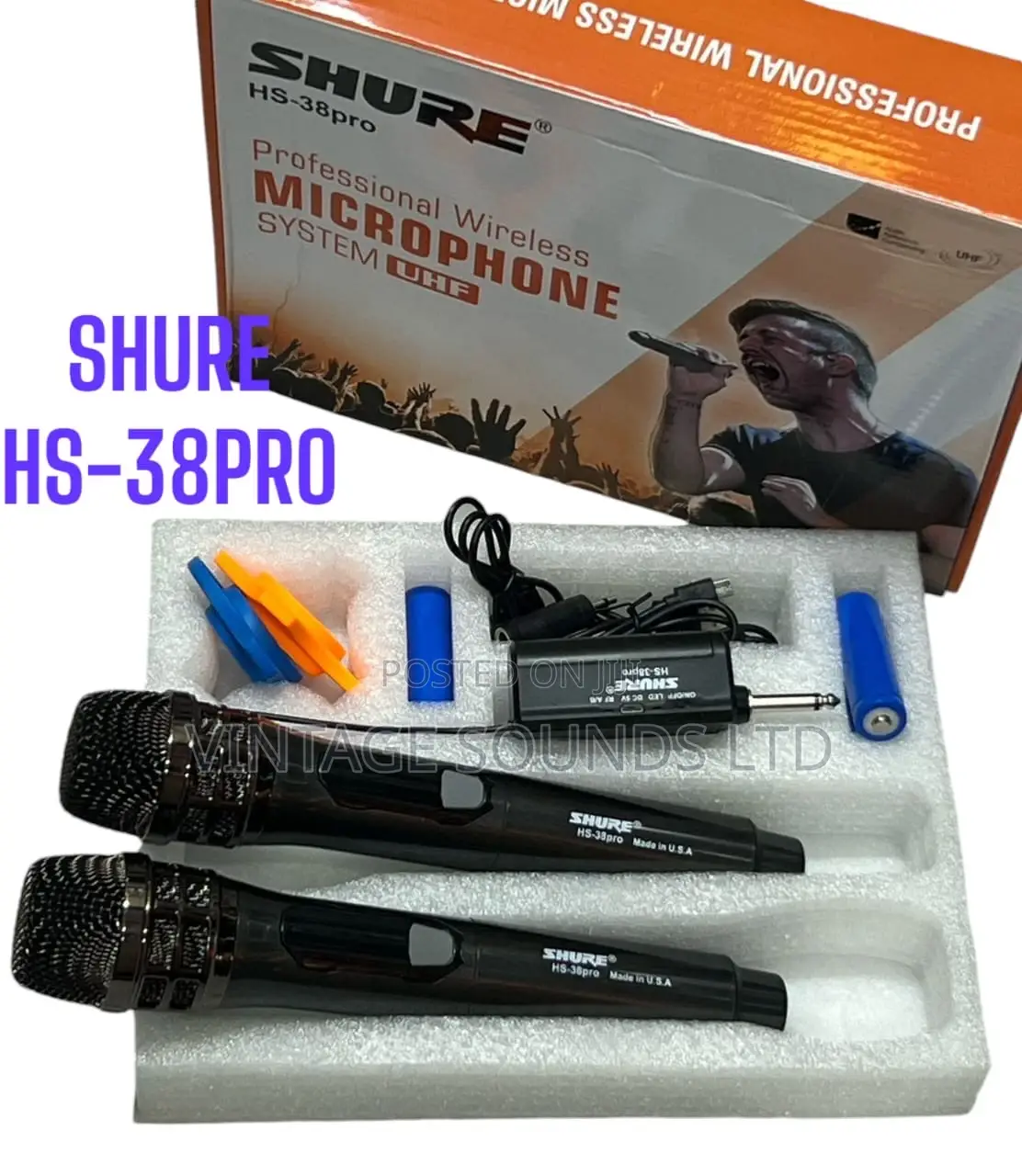Shure Hs-38 Pro Rechargeable Professional Uhf Microphones.