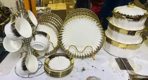 *27pcs Gold Ring Ceramic Dinner Set*