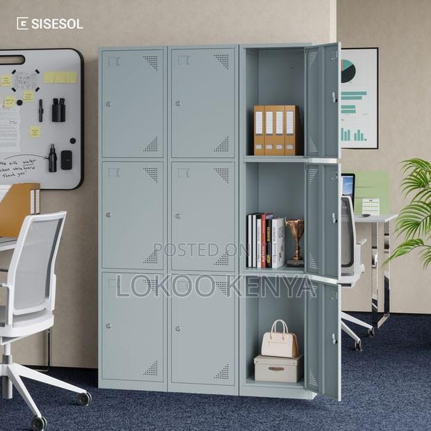 Office Cabinet: 9- Locker Storage Cabinet With Locks