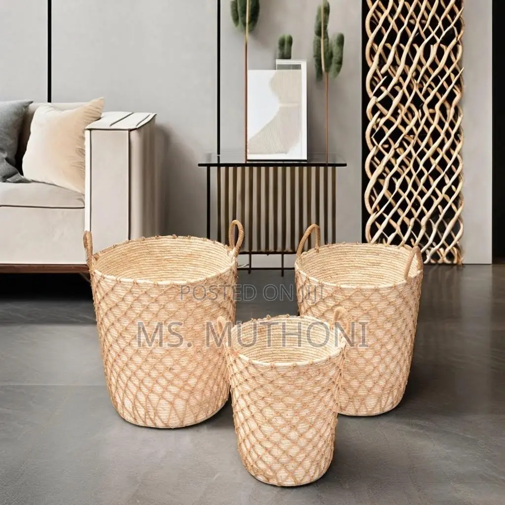 High Quality Set of 3 Stackable Handmade Baskets