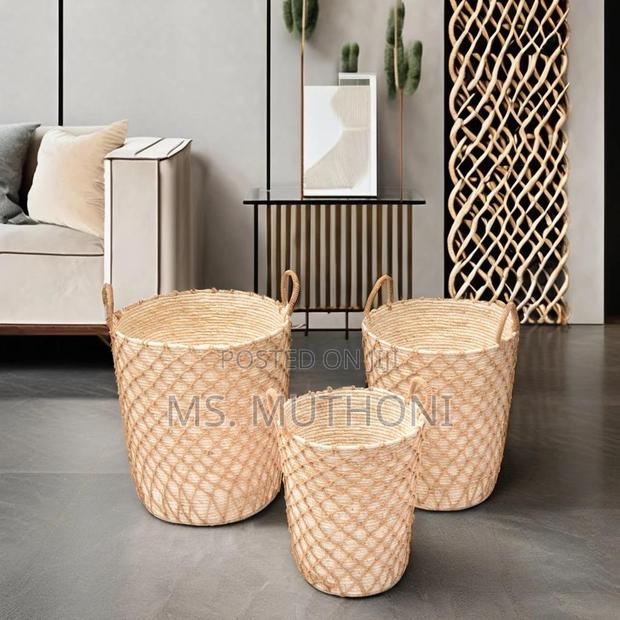 High Quality Set of 3 Stackable Handmade Baskets - main view