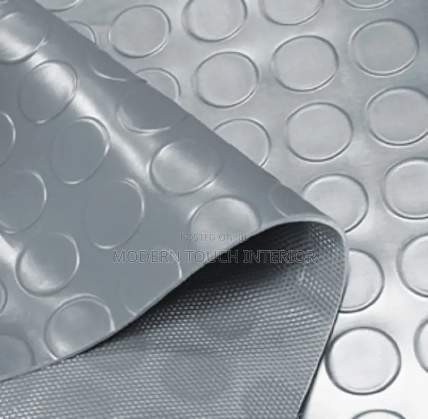 Grey Coin Pattern Rubber Carpet