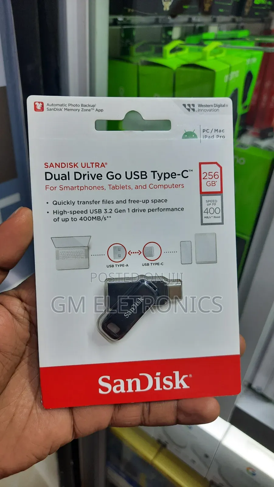 New 256gb [Otg] Dual Drive Usb 3.2/Type-C 400mb/S Read Speed