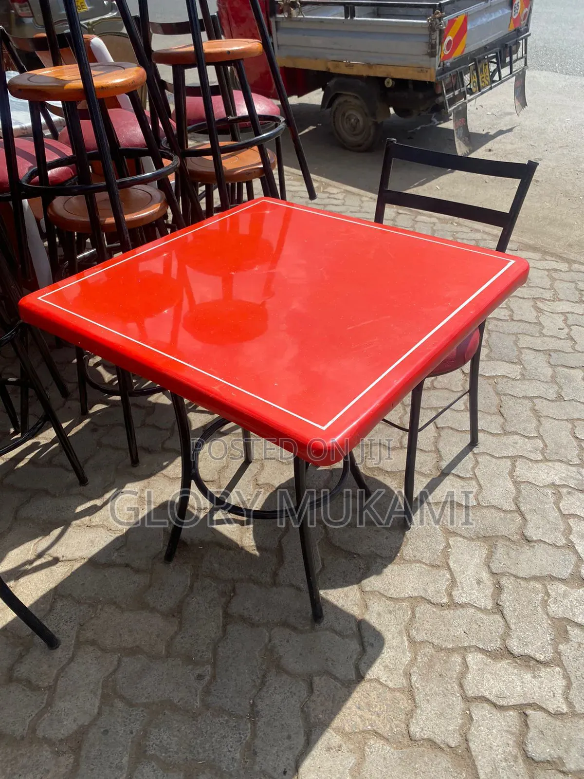 Red Marule Square Table 2 1/2 by 2 1/2