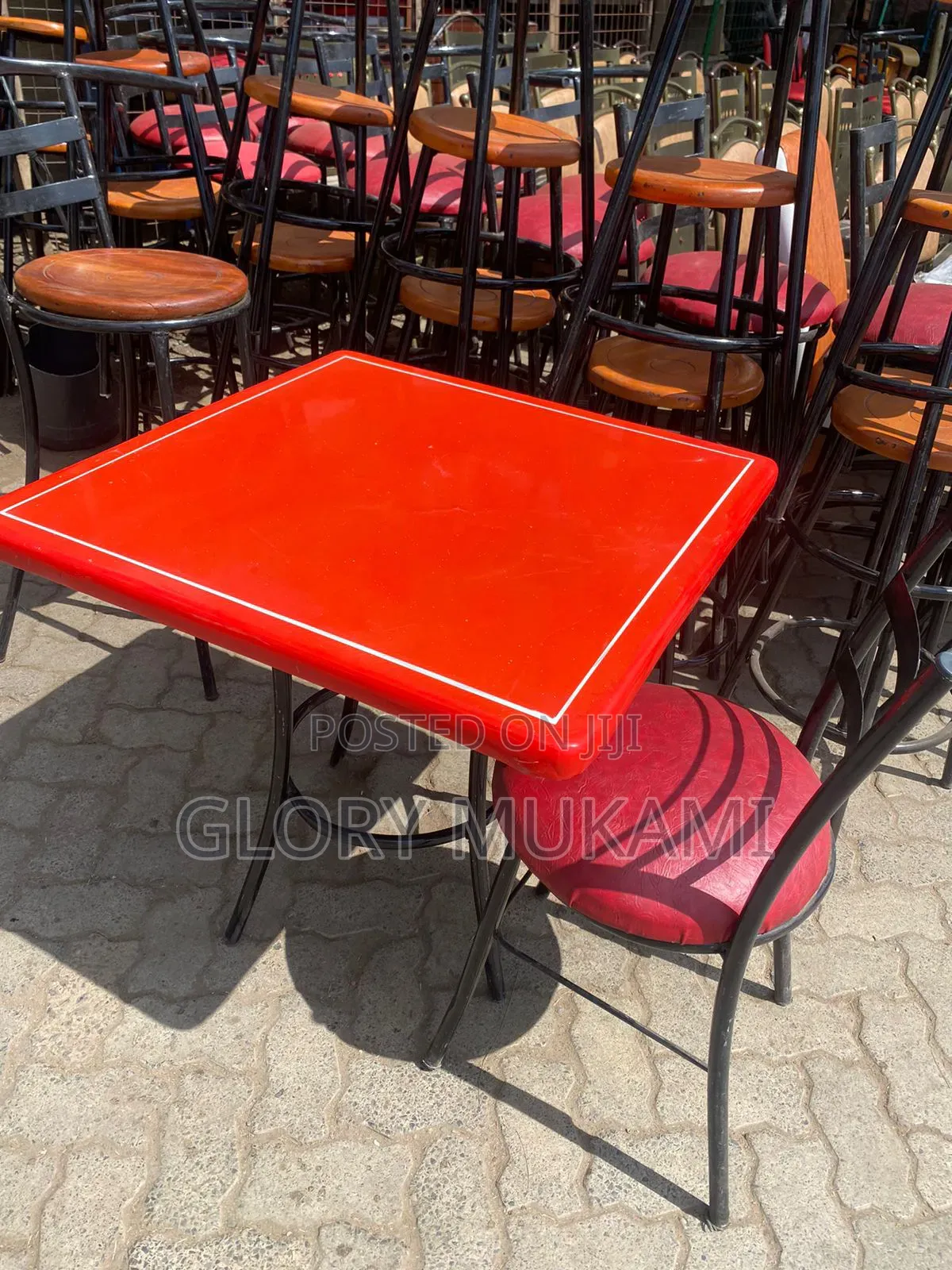 Red Marule Square Table 2 1/2 by 2 1/2