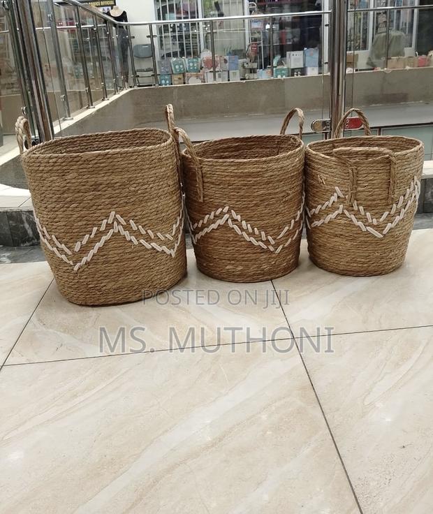 Decorative/ Storage High Quality Set of 3 Handmade Baskets - thumbnail 4