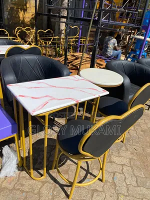 Black Set Manicure Chairs and Marble Manicure Table