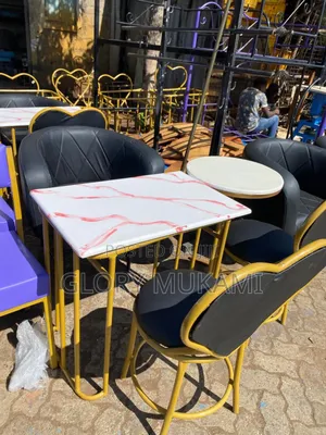 Black Set Manicure Chairs and Marble Manicure Table