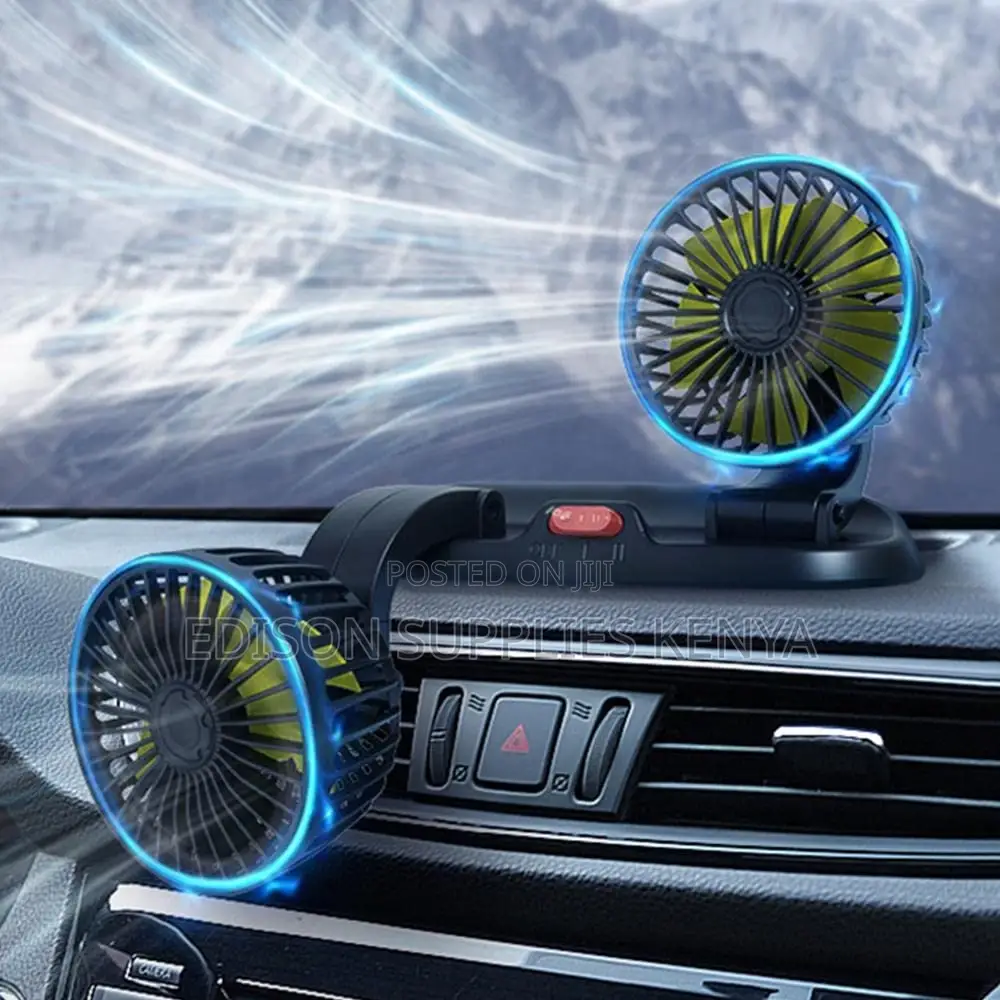 Car Fan Double Headed Vehicle Cooling Fans AC 360 Degree Rotating