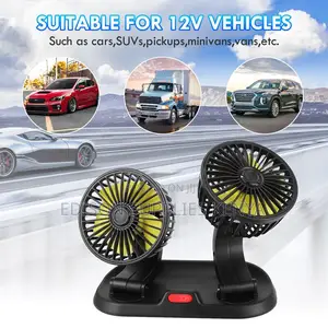 Car Fan Double Headed Vehicle Cooling Fans AC 360 Degree Rotating