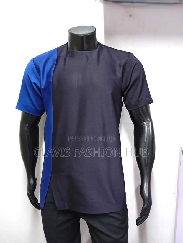 Traditional Man Designer Shirt Blue Black Current Colour - main view