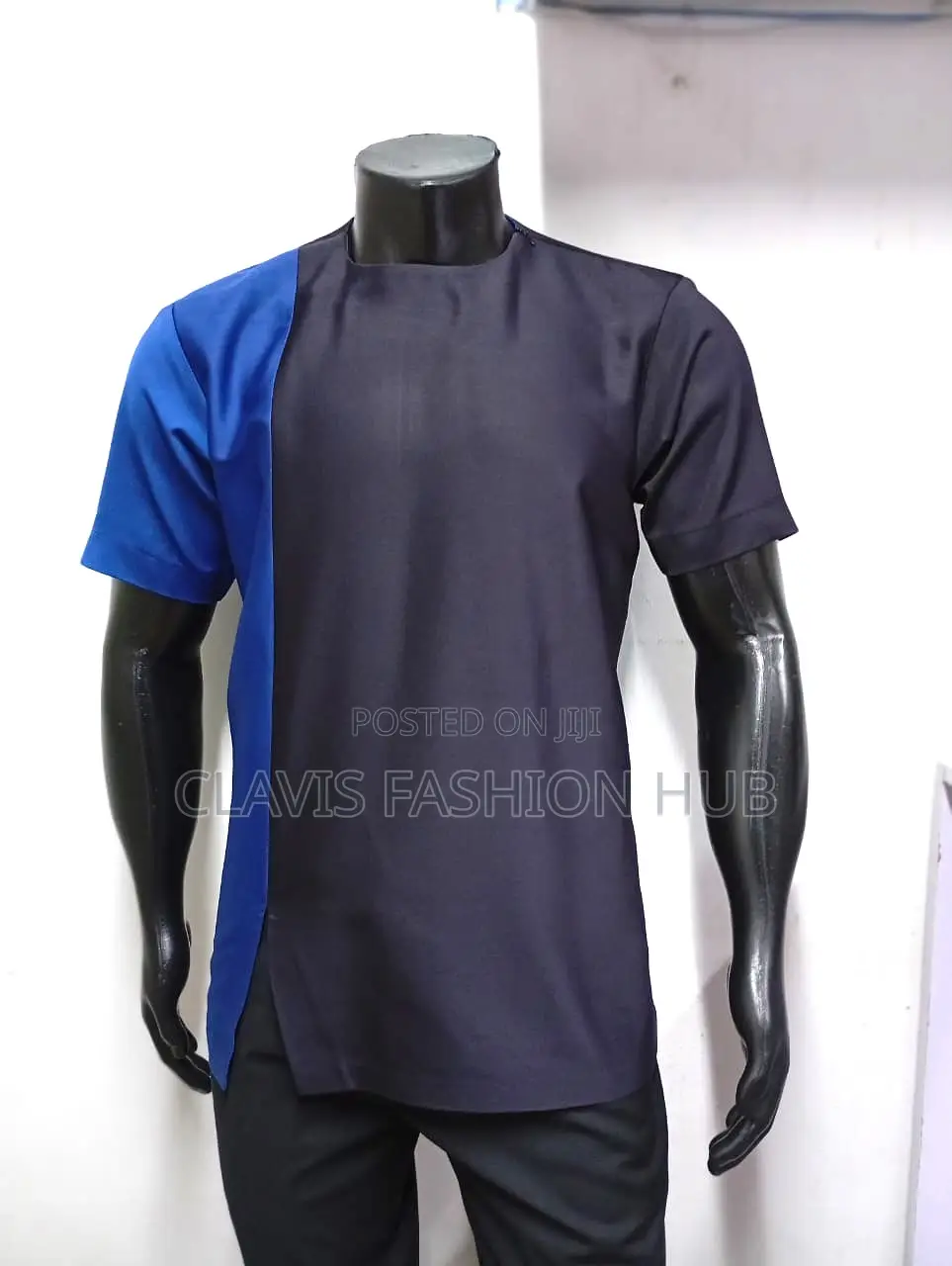 Traditional Man Designer Shirt Blue Black Current Colour