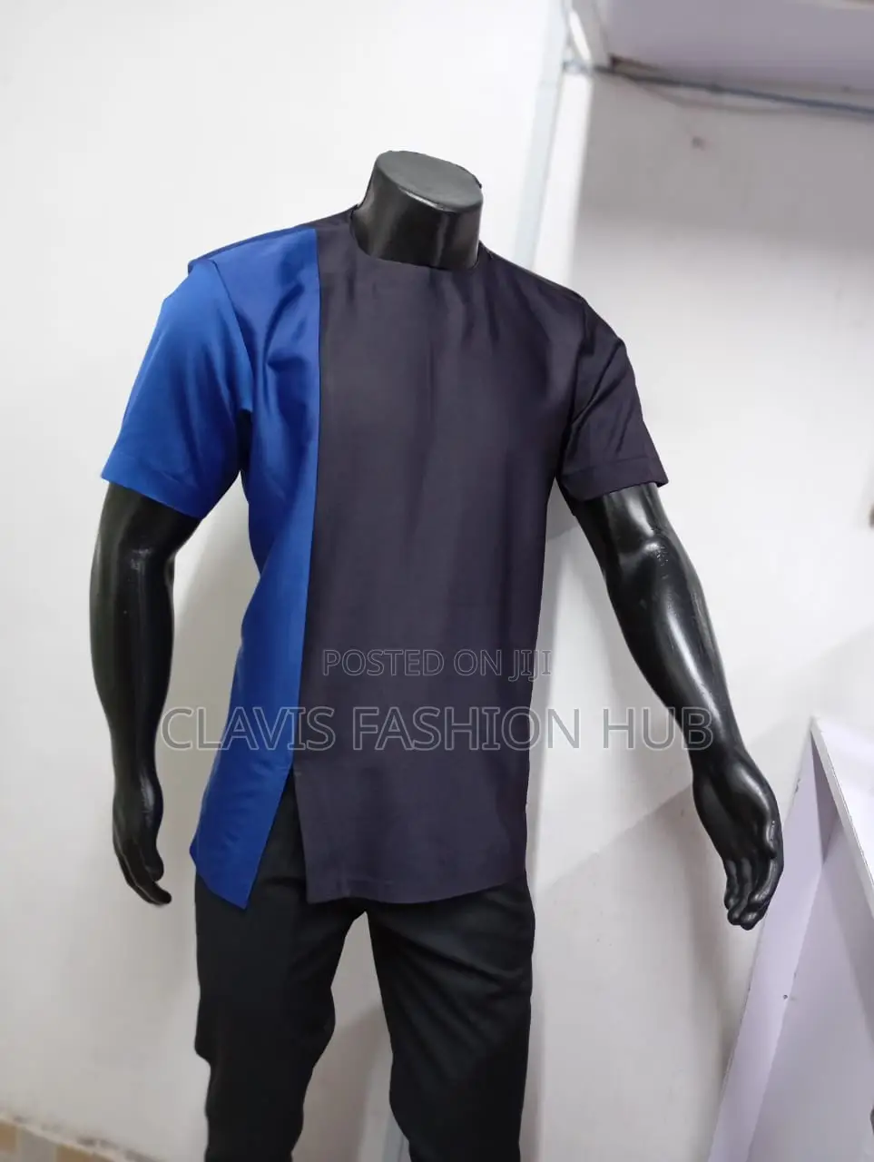 Traditional Man Designer Shirt Blue Black Current Colour
