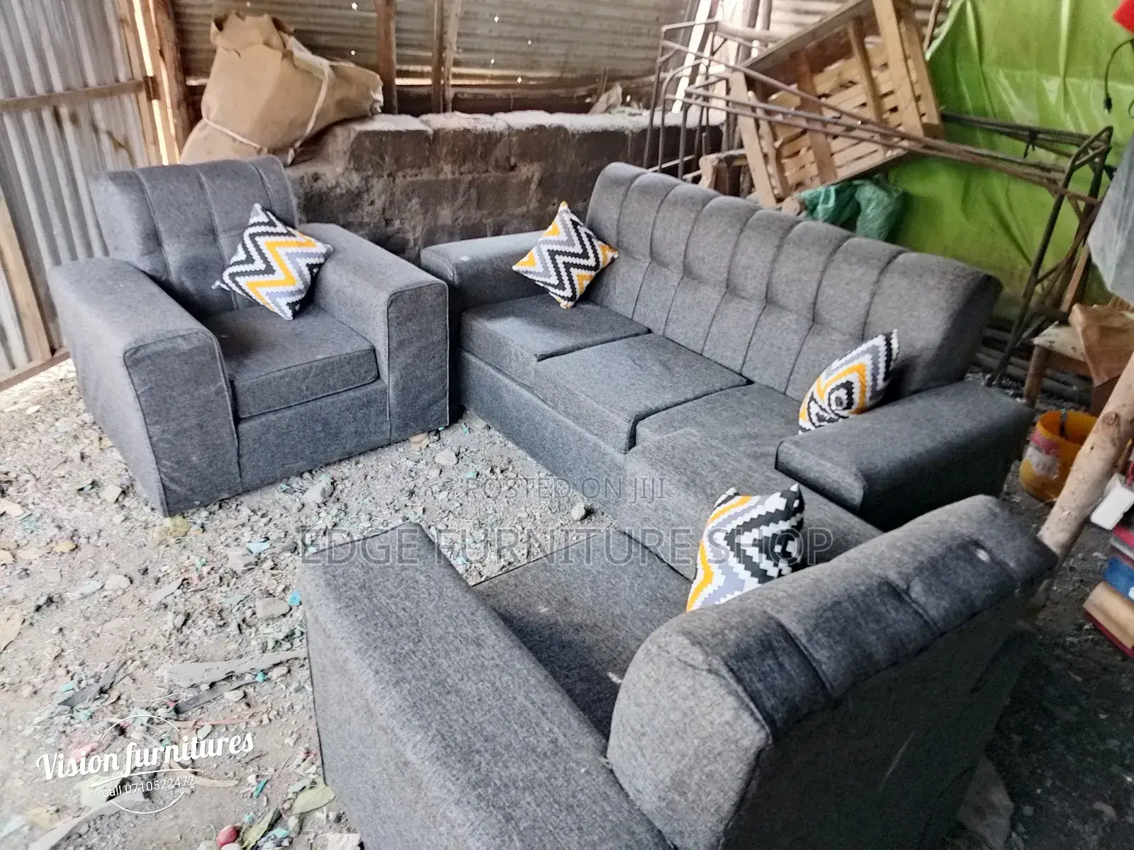 3,1,1 Grey 5seater Sofa Set