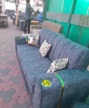 Velvet Grey Three Seater Sofa Set on Sale