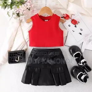 Girls Leather Skirt+Top