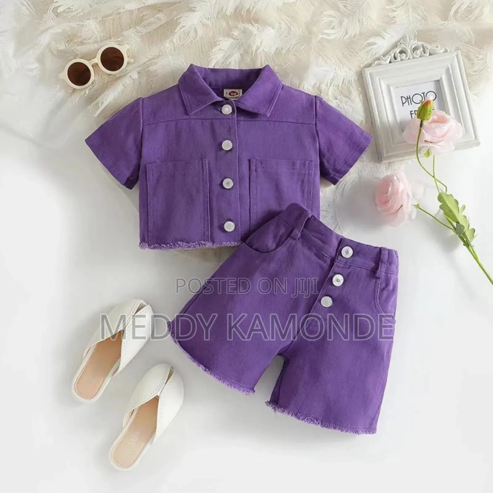 Unisex Kids Purple Short Set