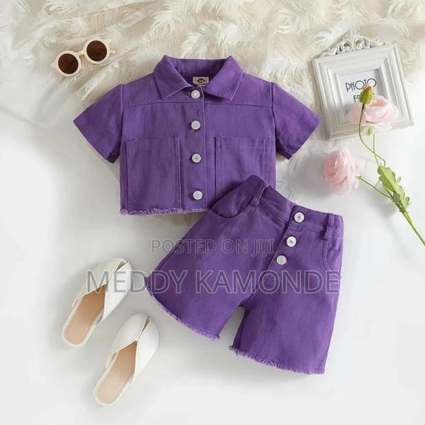 Unisex Kids Purple Short Set