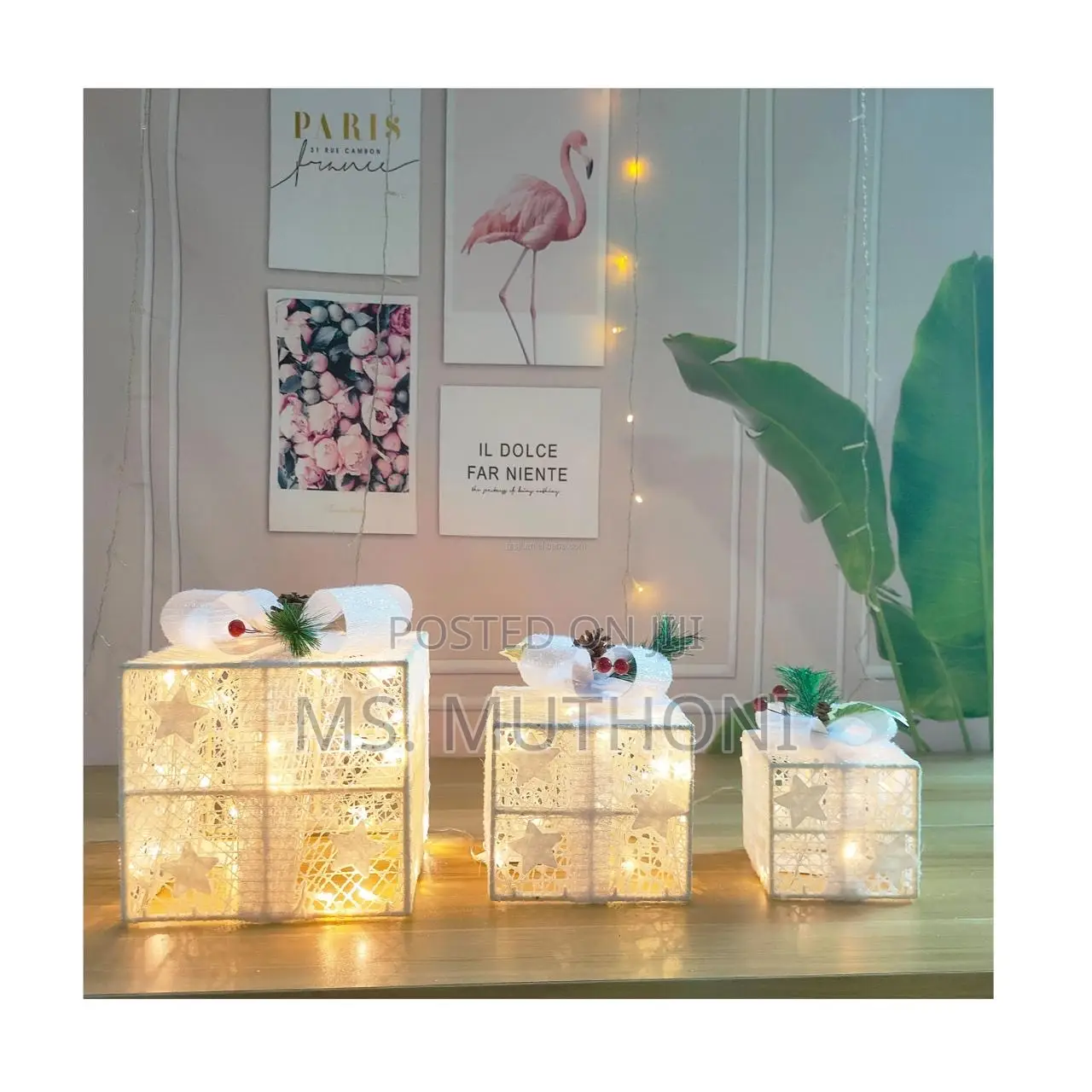 3pcs Set Battery Lighted Christmas Gift Box