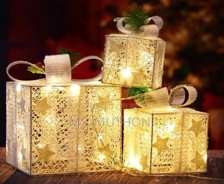 3pcs Set Battery Lighted Christmas Gift Box