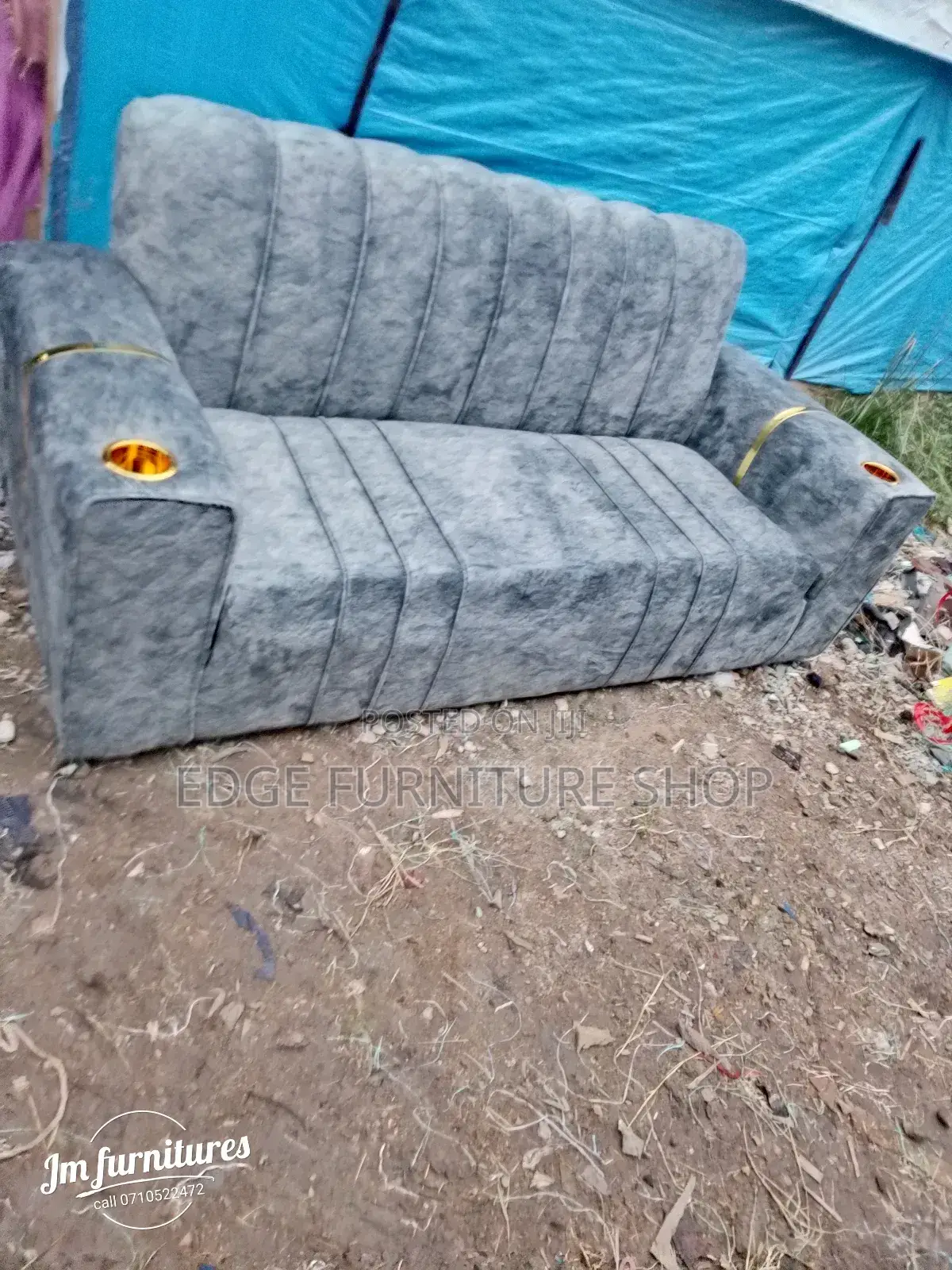Velvet Grey Three Seater Sofa Set on Sale