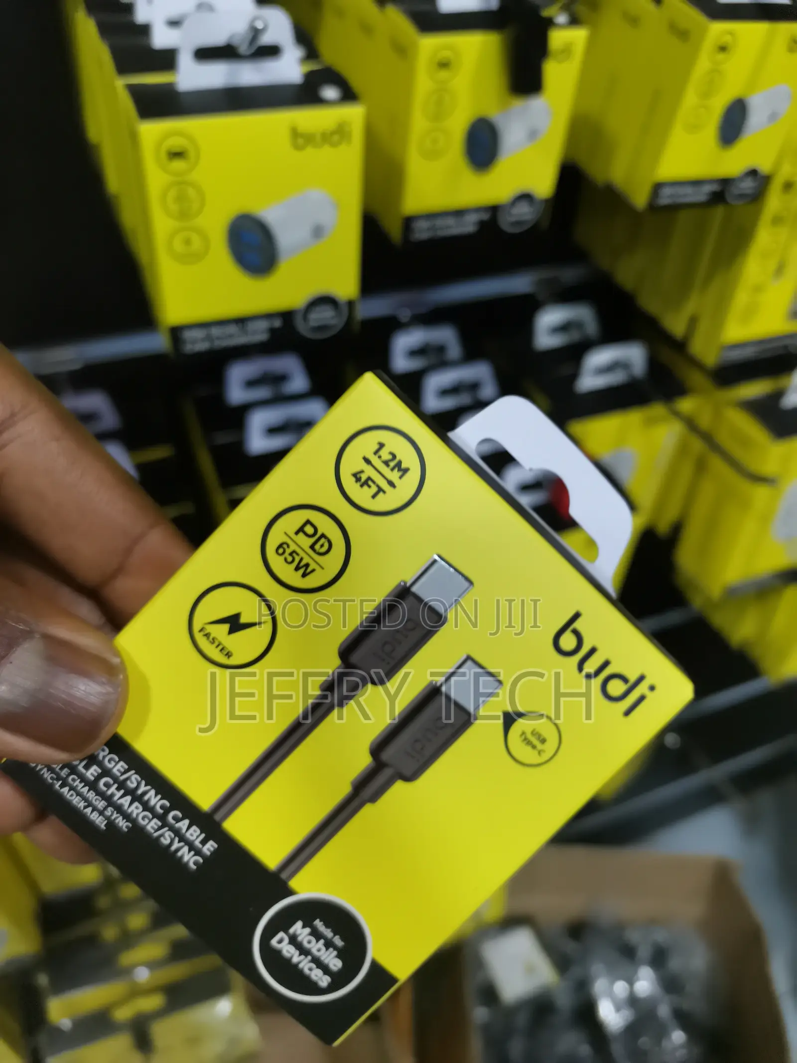 BUDI Type C to Type C Fast Charging 3 Amp Braided Cable 1.2m