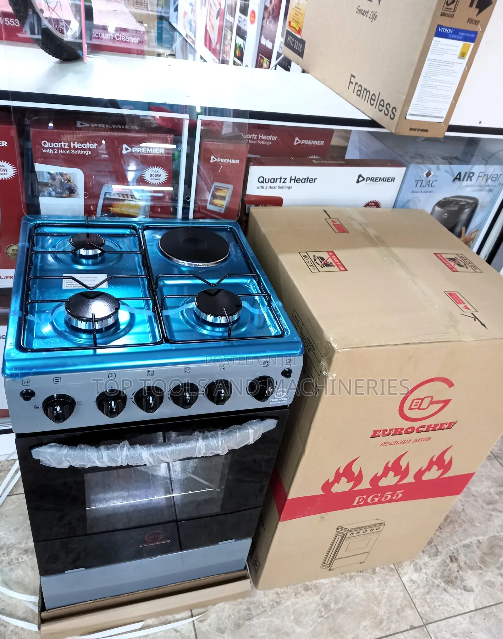 Eurochef Standing Cooker 3gas + Electric Oven