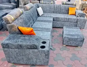 Velvet Grey 6seater L Seat Ready by Order
