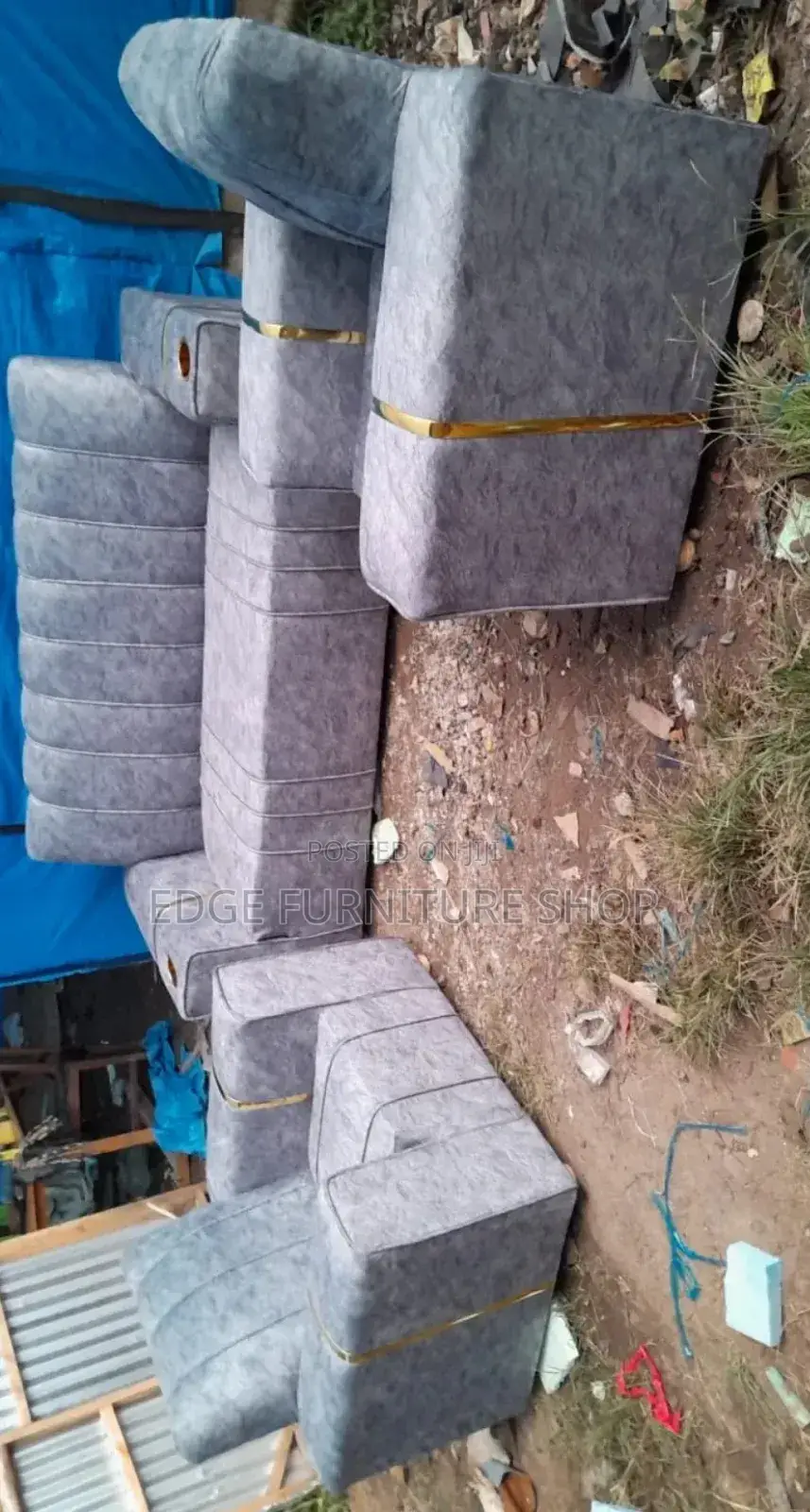 Velvet Grey 3,1,1 Five Seater Sofa Set on Sale