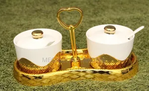 2pc Golden Sugar Dish/Ceramic Sugar Dish