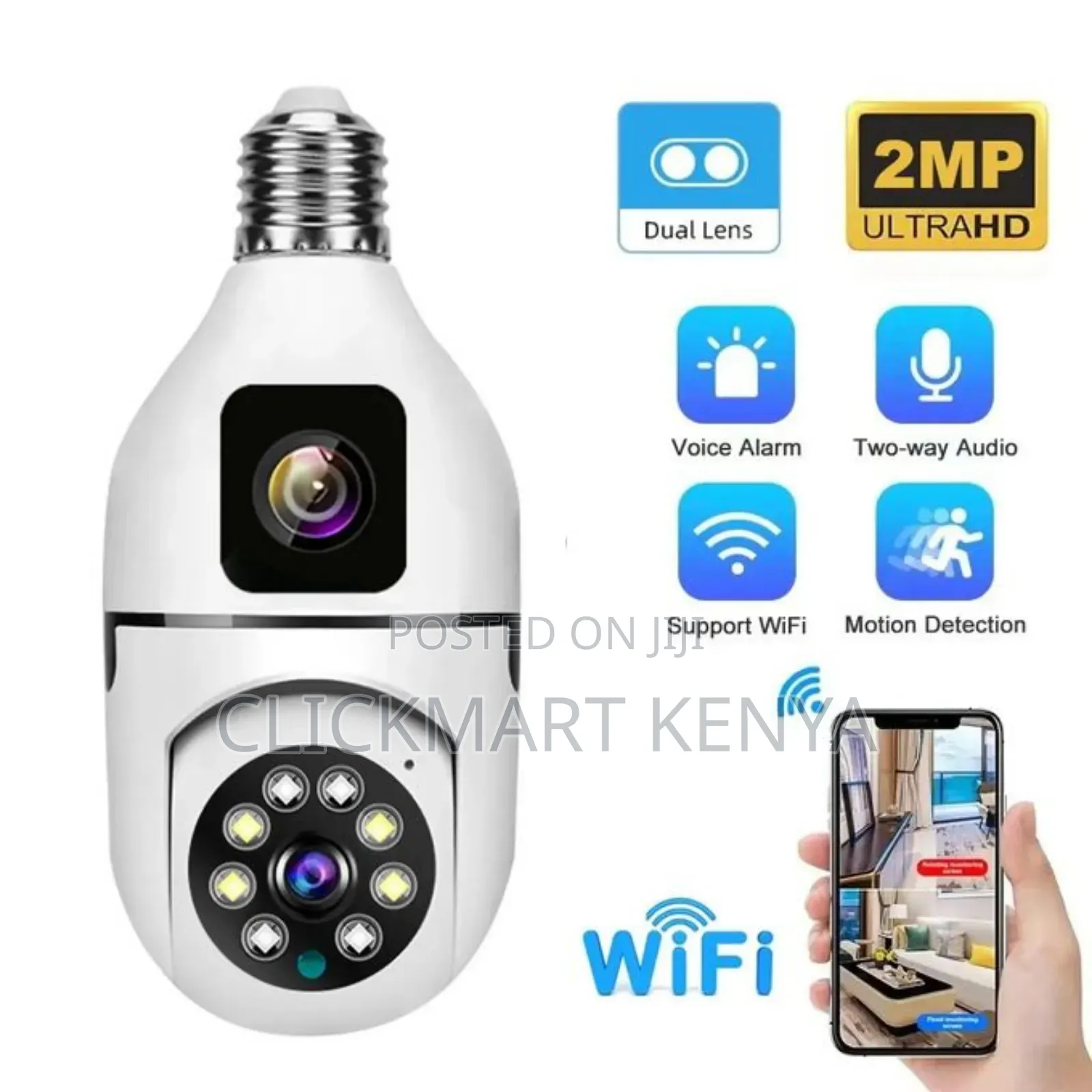 2mp+2mp V380 Bulb Wireless Wifi Indoor Camera Dual Lens