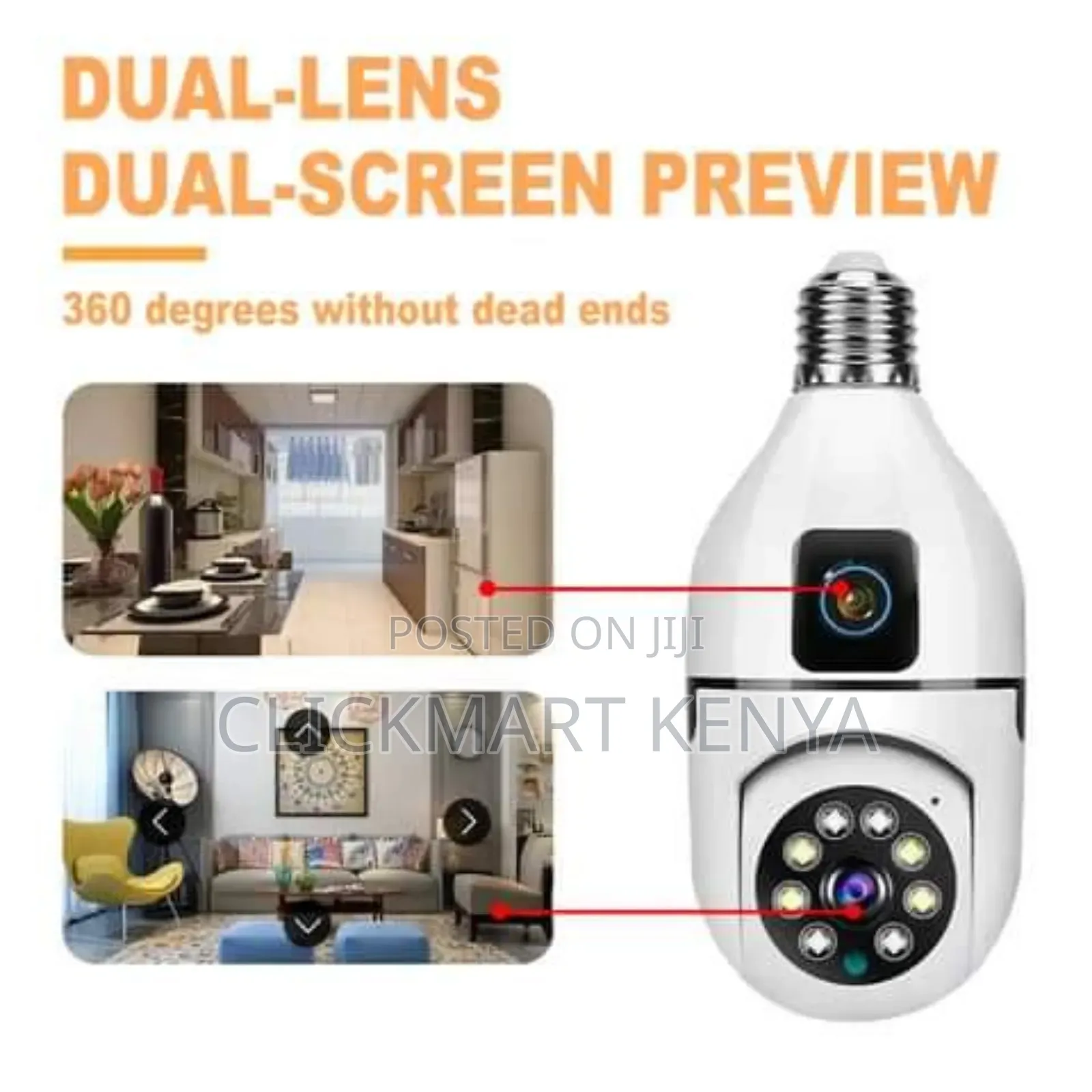 2mp+2mp V380 Bulb Wireless Wifi Indoor Camera Dual Lens
