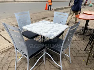White Restaurants and Bar Chairs and Square Table