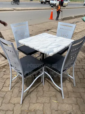 White Restaurants and Bar Chairs and Square Table