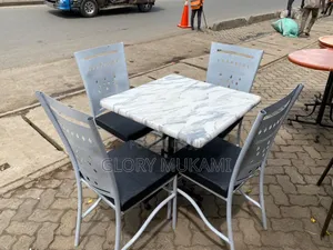 White Restaurants and Bar Chairs and Square Table
