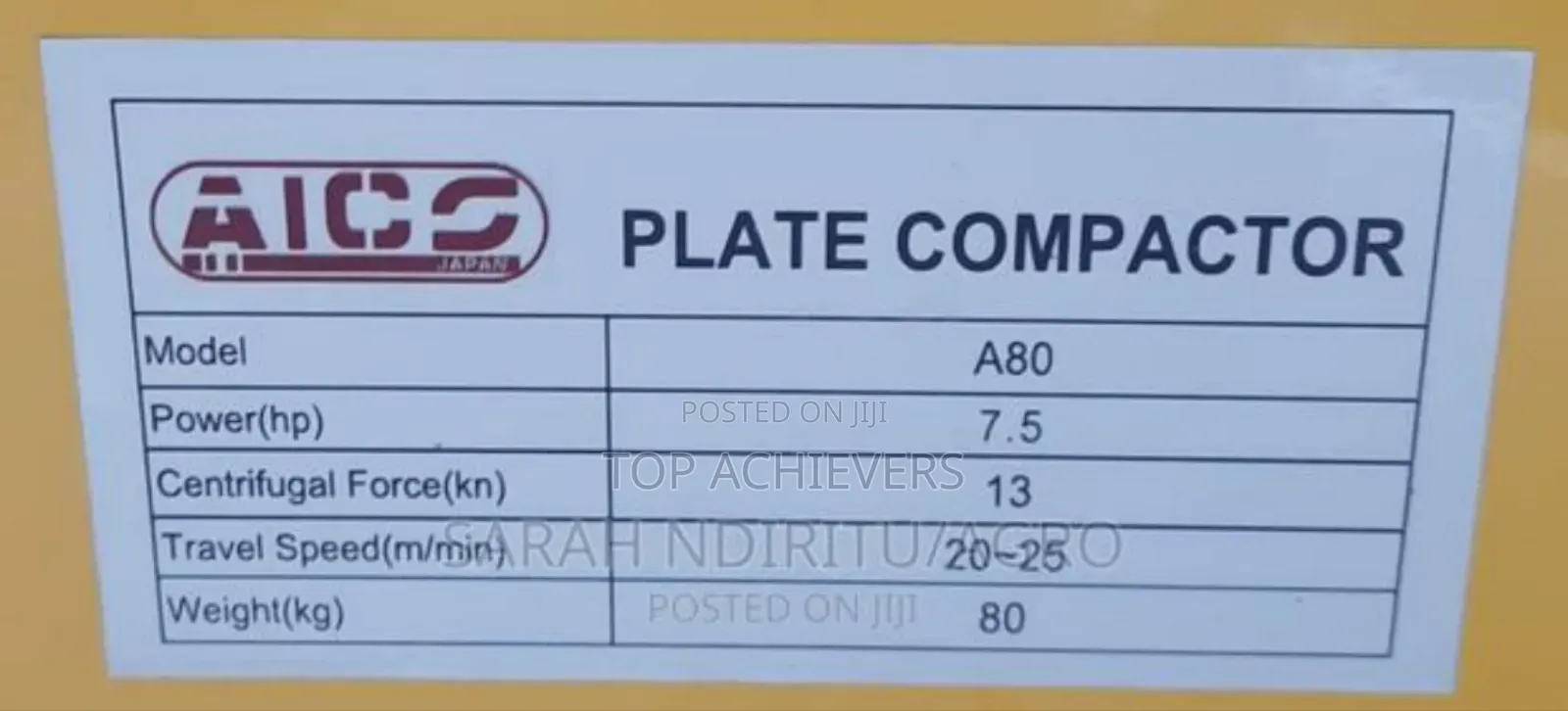 Aico Japan Petrol Plate Compactor
80kgs