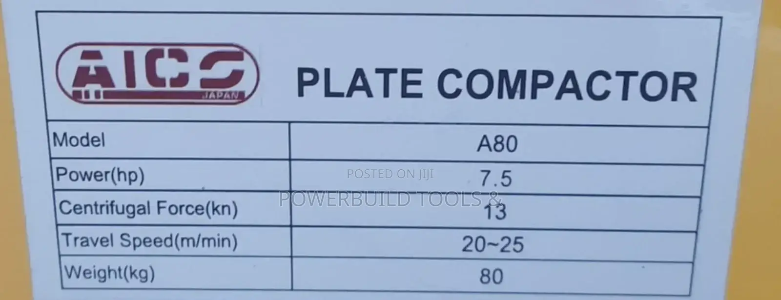 Aico 80kgs Heavy Duty Plate Compactor A80