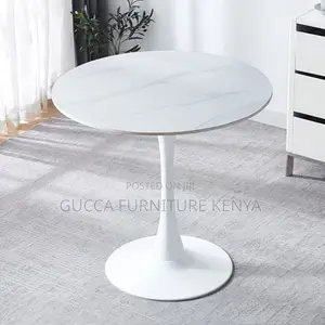 Dining Tables:Trendy White Rounded Modern Dining Table