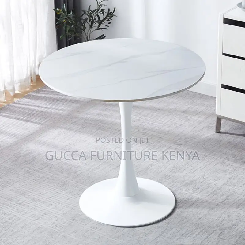 Dining Tables:Trendy White Rounded Modern Dining Table