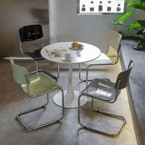 Dining Tables:Trendy White Rounded Modern Dining Table