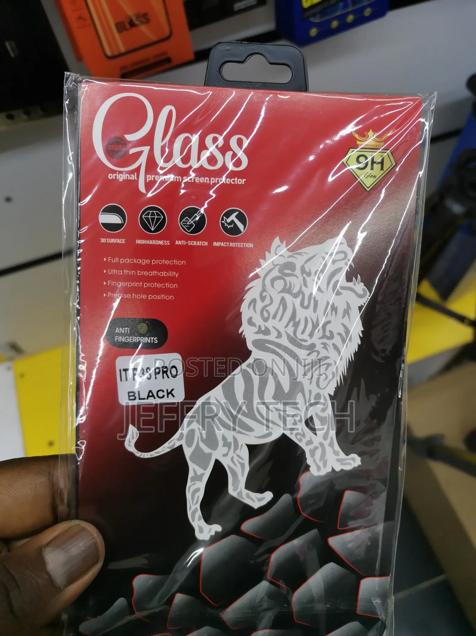 Screen Protector for Itel P38 Pro Tempered Glass- Black